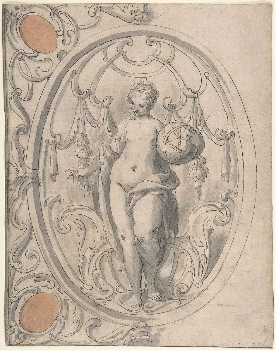 Design for an Ornamental Panel with the Figure of Astronomy — Lucas Kilian|Johann Matthias Kager