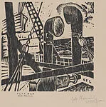 Alta Mar: the high seas, the deck of a ship, from the portfolio '15 Grabados en madera' (Madrid 1929) — Gabriel Fernández Ledesma
