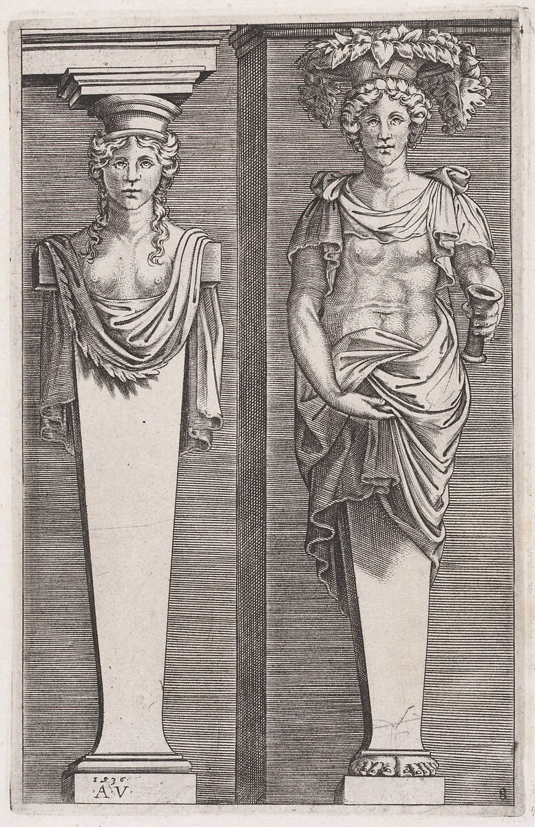 Young Women from "The Hermae" — Agostino Veneziano (Agostino dei Musi)