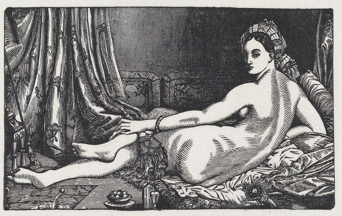 Odalisque viewed from behind, after Ingres — Jean Auguste Dominique Ingres|Anonymous, Mexican