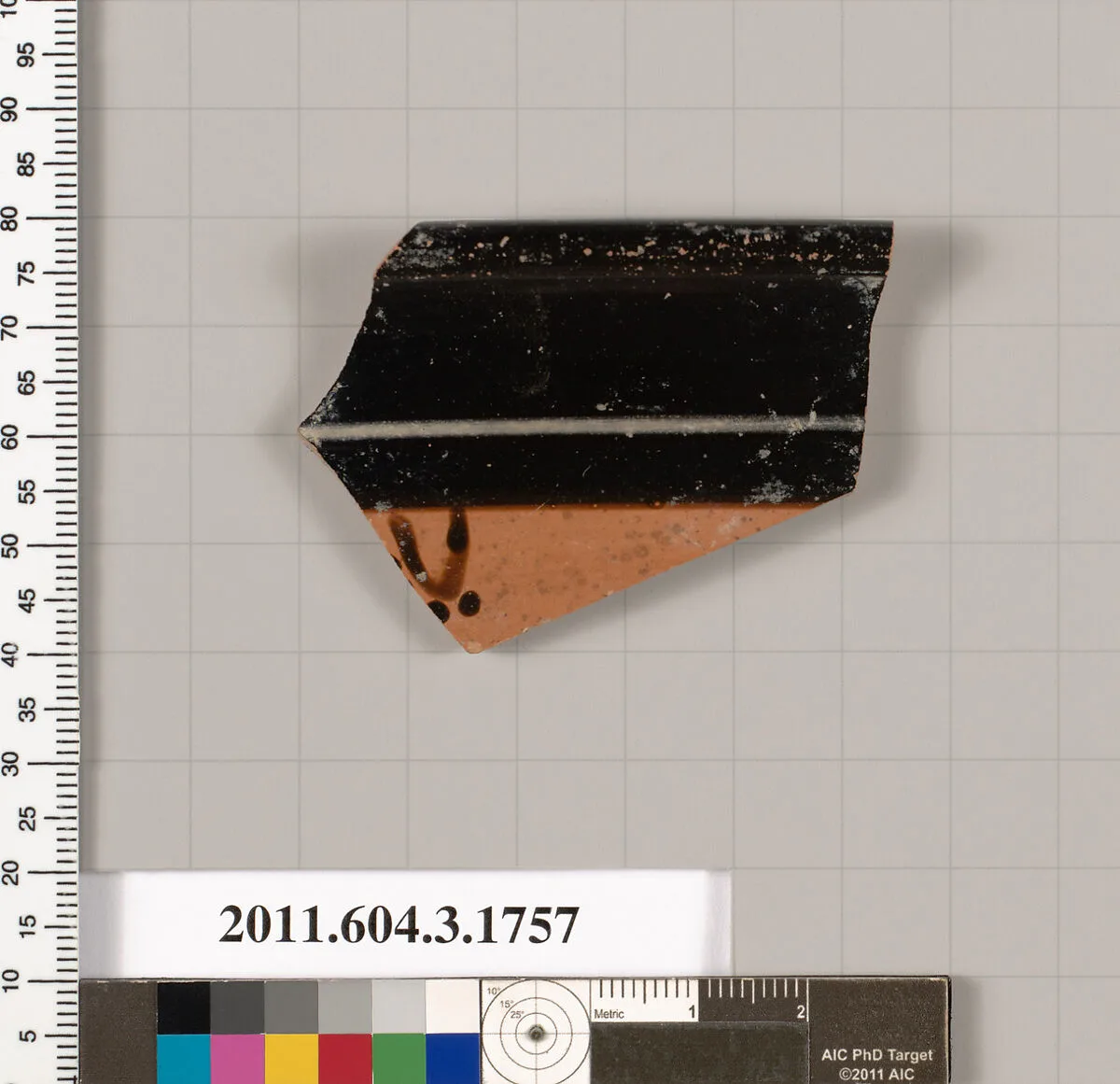 Terracotta rim fragment of a kylix: Band cup (drinking cup) — Unknown