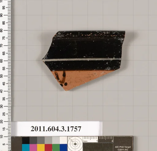 Terracotta rim fragment of a kylix: Band cup (drinking cup)