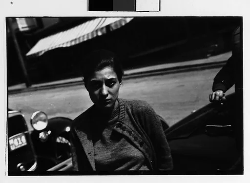 [One 35mm Film Frame: Beatrice Jacoby in Front of Parked Car, Millerton, New York]