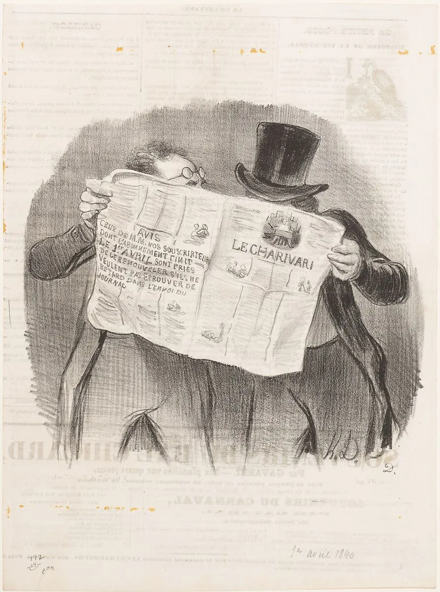Advice to Subscribers, published in Le Charivari, April 1, 1840 — Honoré Daumier