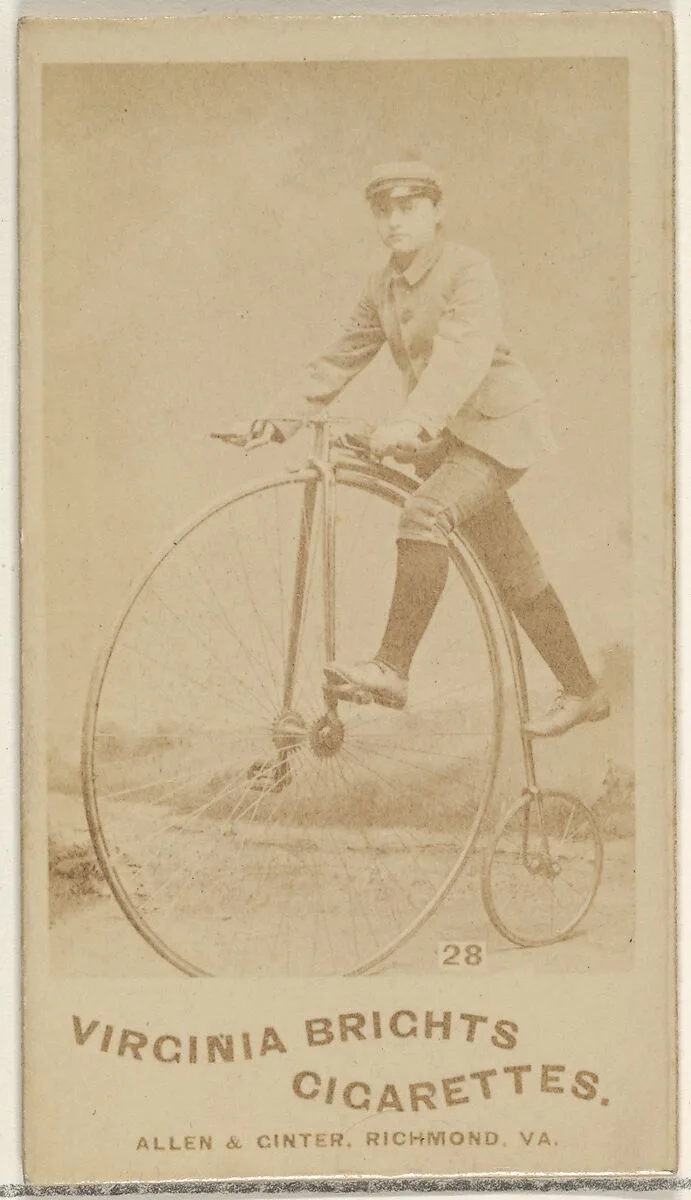 Card 28, from the Girl Cyclists series (N49) for Virginia Brights Cigarettes — Allen & Ginter