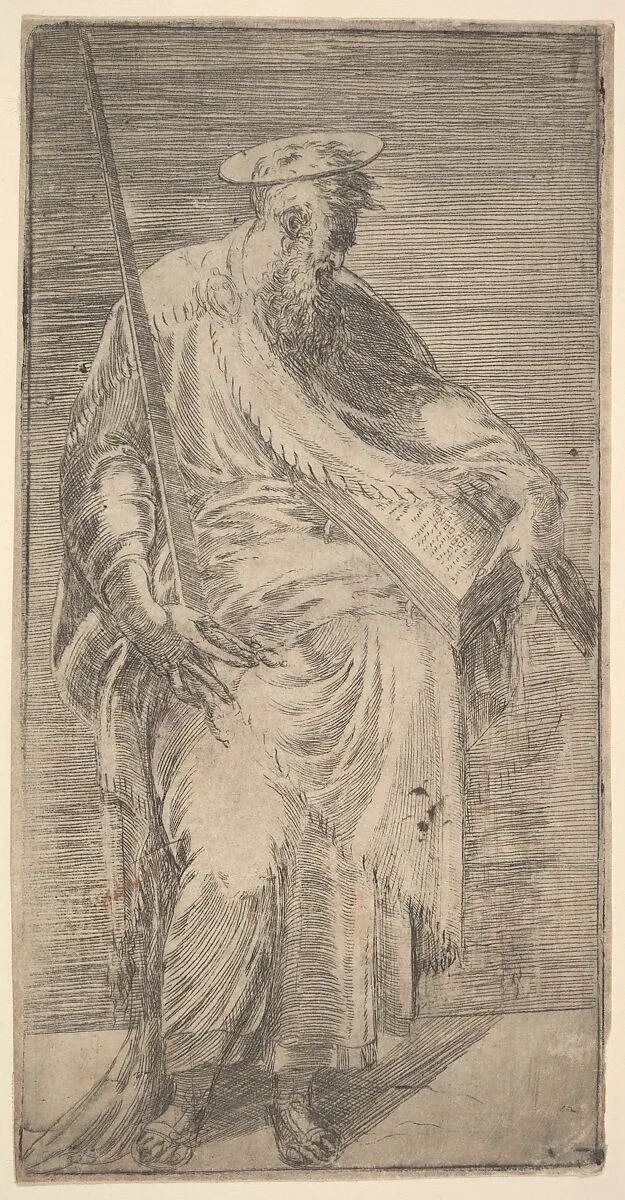 Saint Paul holding a sword and a book, from Christ and the Apostles — Andrea Schiavone (Andrea Meldola)