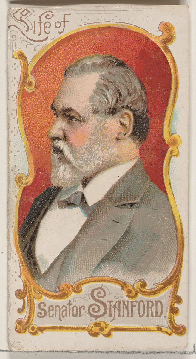 Life of Senator Leland Stanford, from the Histories of Poor Boys and Famous People series of booklets (N79) for Duke brand cigarettes — W. Duke, Sons & Co.|Knapp & Company