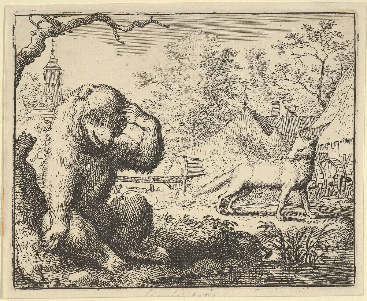 Renard Makes Fun of the Bear from Hendrick van Alcmar's Renard The Fox — Allart van Everdingen