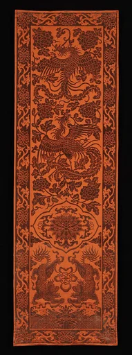 清中期 雙獅鳳凰紋漳絨椅墊|Chair strip with phoenixes