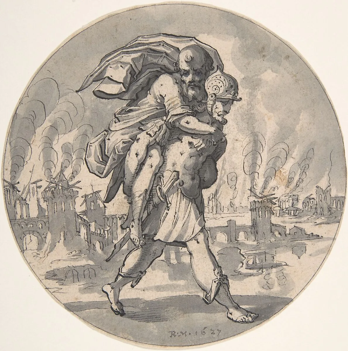 Aeneas Rescues his Father from Burning Troy — Rudolf Meyer