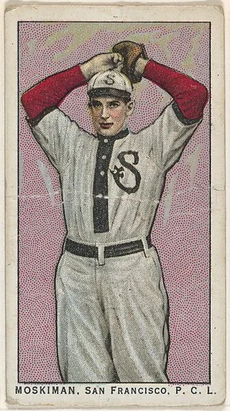 Moskiman, San Francisco, Pacific Coast League, from the "Obak Baseball Players" set (T212), issued by the American Tobacco Company to promote Obak Mouthpiece Cigarettes — American Tobacco Company