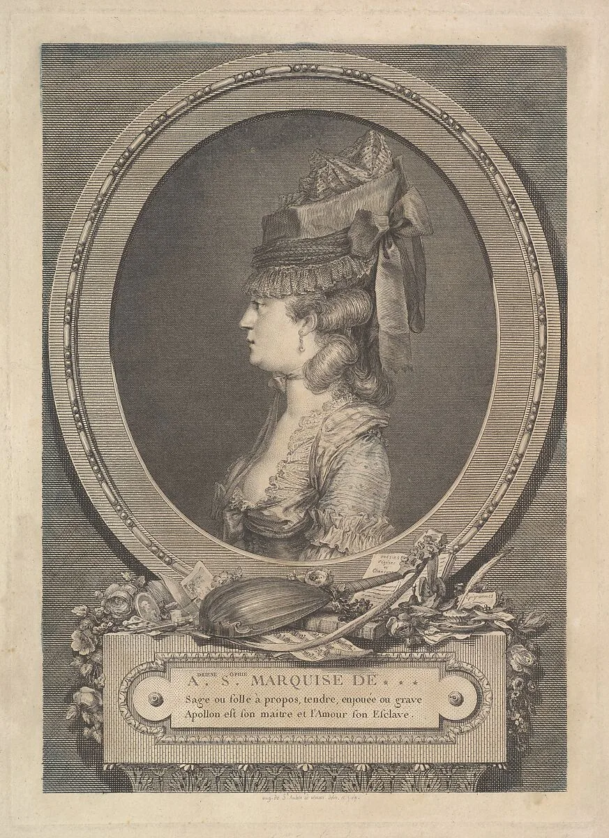 Portrait of Adrienne-Sophie Marquise de *** — Augustin de Saint-Aubin