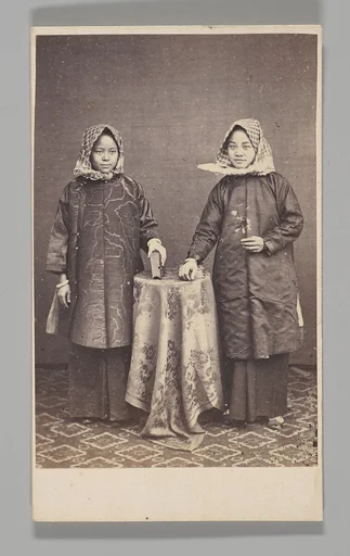 [Studio Portrait: Two Women Standing Beside a Table, Hong Kong]
