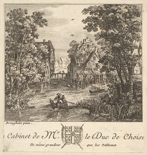 Boat on a River near a Town after a painting in the cabinet of the Duc de Choiseul