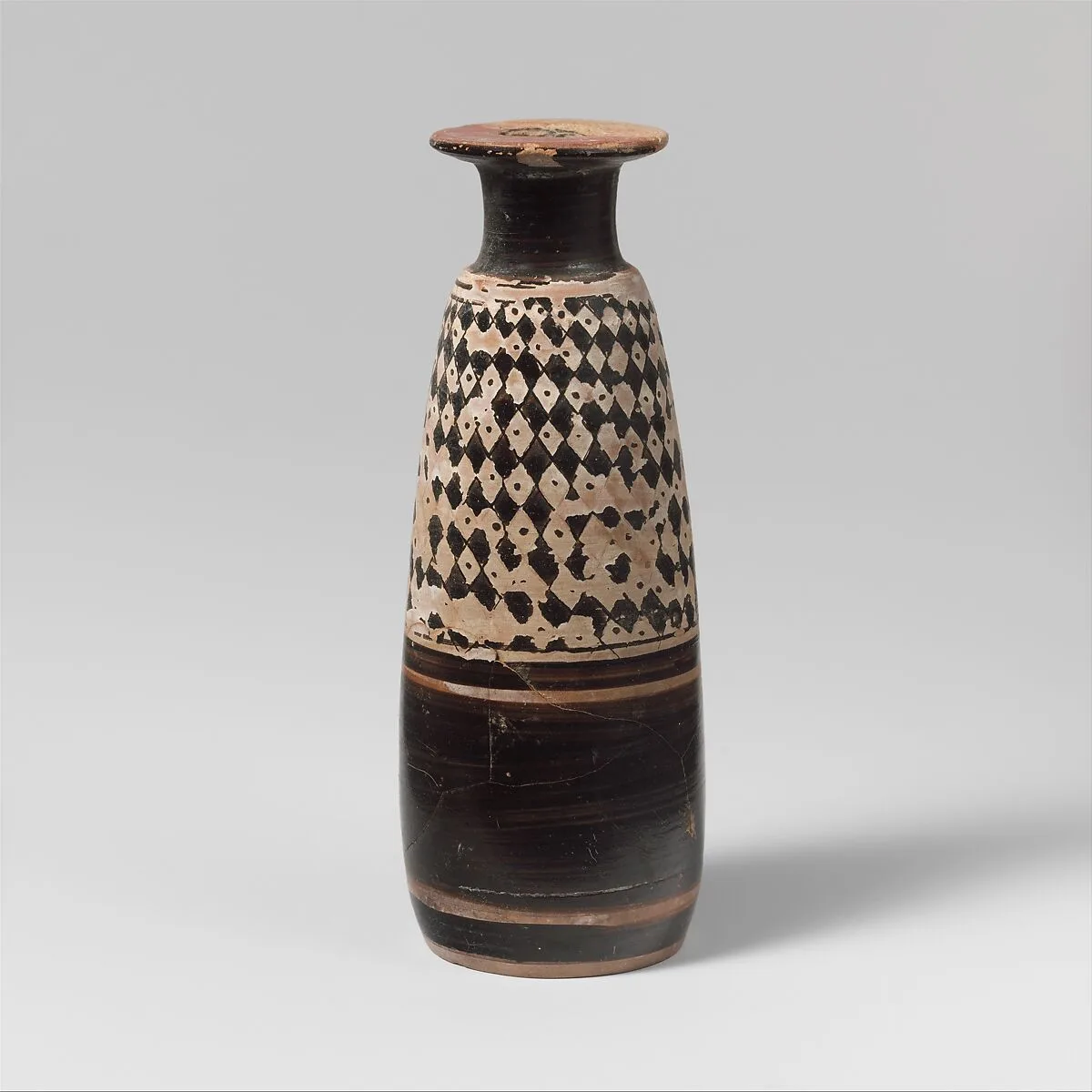 Terracotta Columbus alabastron (perfume vase) — Beldam Painter