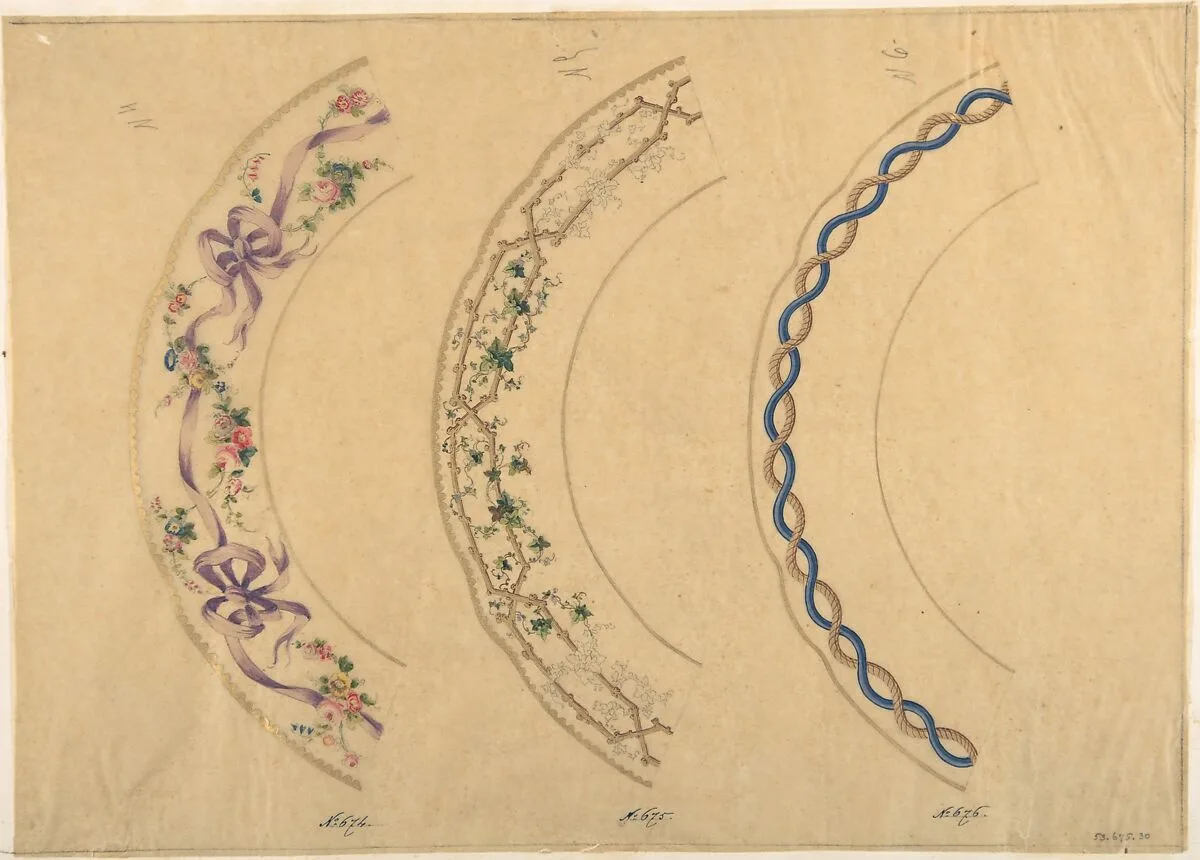 Three Designs for Plate Borders — Anonymous, French, 19th century
