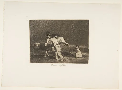 Plate 50 from "The Disasters of War" (Los Desastres de la Guerra): 'Unhappy mother!' (Madre Infeliz!)