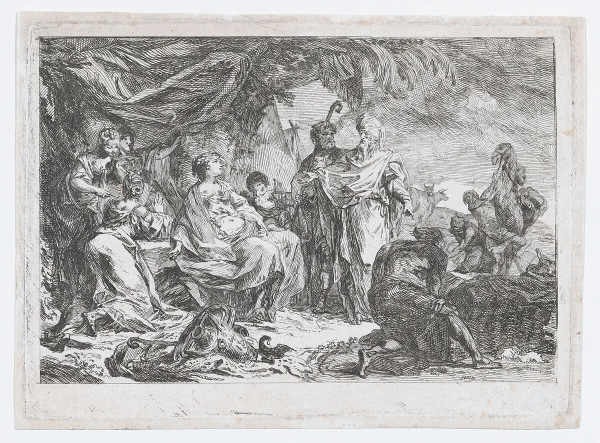Laban Searching for his Household Gods — Gabriel de Saint-Aubin