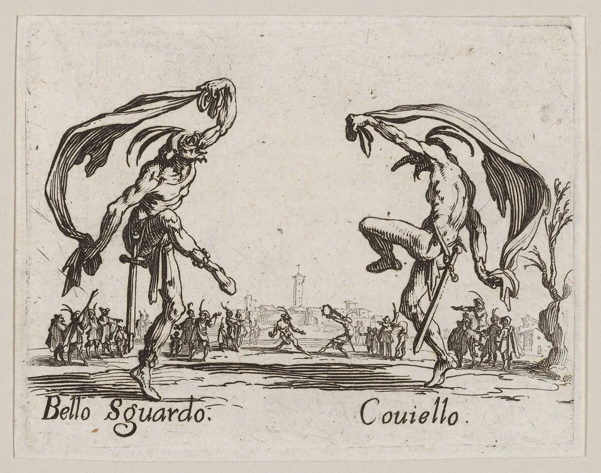 Bello Sguardo and Couiello, from Balli di Sfessania (Dance of Sfessania) — Jacques Callot