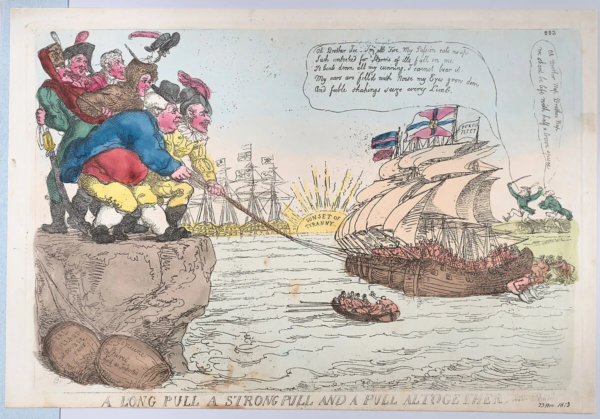 A Long Pull A Strong Pull and a Pull Altogether — Thomas Rowlandson|Napoléon Bonaparte|Thomas Tegg|Joseph Bonaparte
