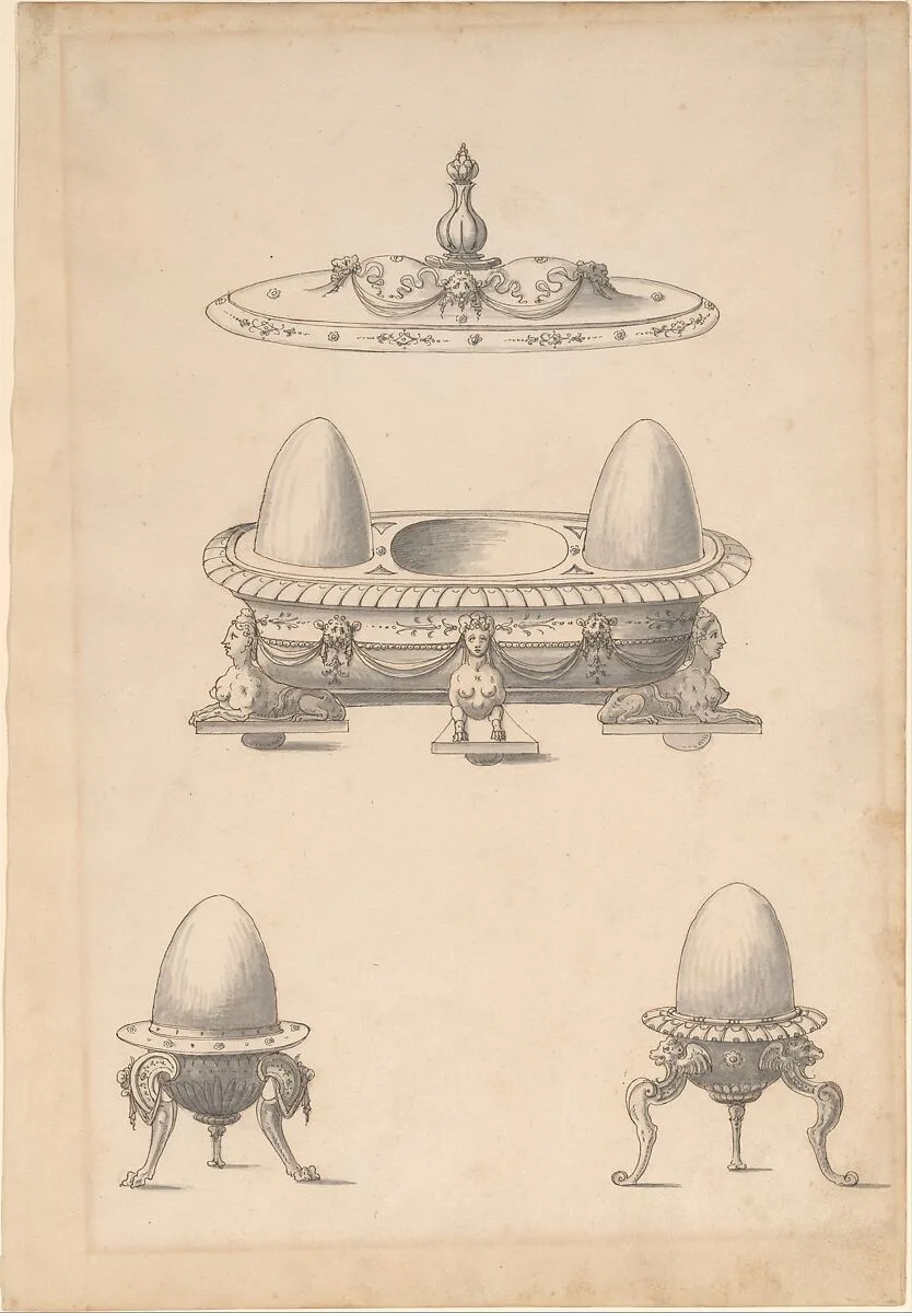 Design for Parade Egg Cups and Combined Egg Cup/Salt Cellar with Lid — Erasmus Hornick