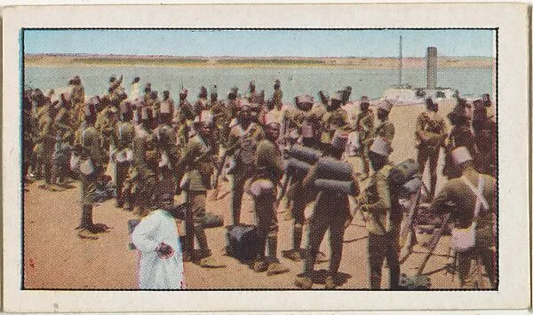 Card No. 150, Sudanese Soldiers Who Will Meet Turks in Egypt, from the World War I Scenes series (T121) issued by Sweet Caporal Cigarettes — American Tobacco Company|Underwood & Underwood