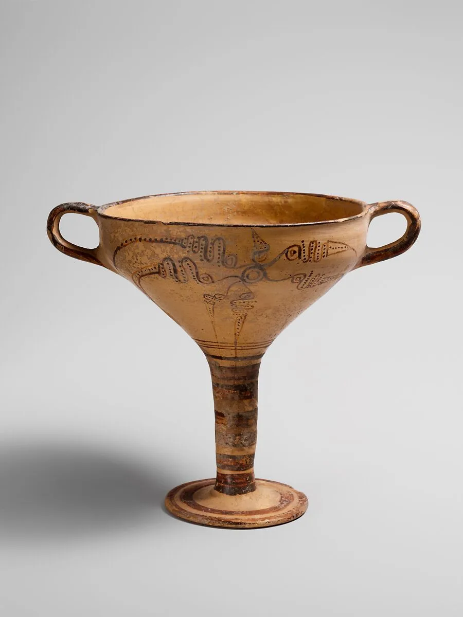 Terracotta stemmed cup with murex decoration — Unknown