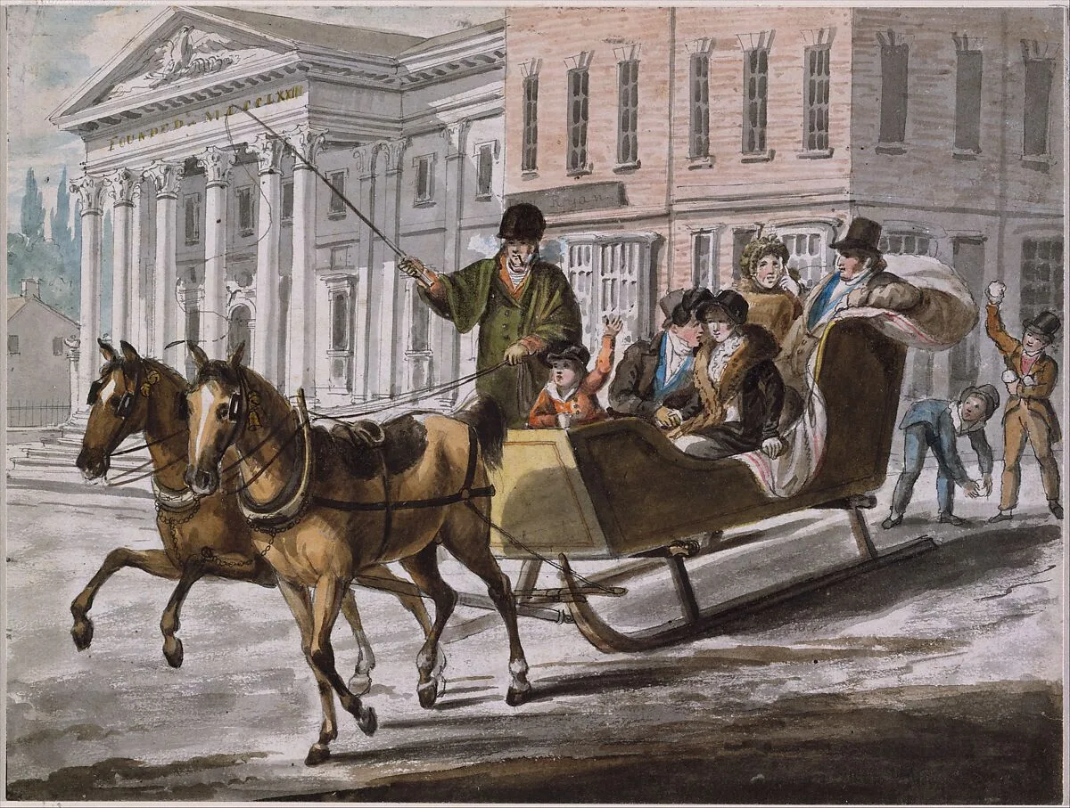 Winter Scene in Philadelphia—The Bank of the United States in the Background — John Lewis Krimmel|Pavel Petrovich Svinin