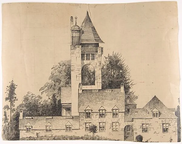 Towered Stone Building in the French Medieval style (possibly for Dongan Hills, S. I.) — Ernest Flagg