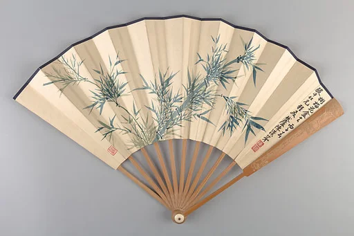 清/現代 陳漢第 風竹圖 摺扇|Bamboo