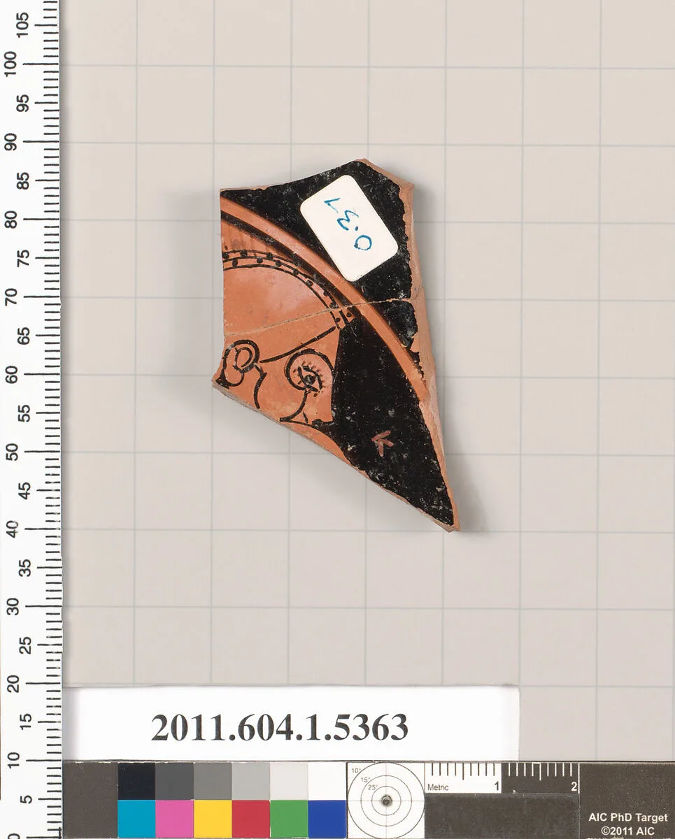 Terracotta fragment of a kylix (drinking cup) — Nicosthenic|Bonn Painter