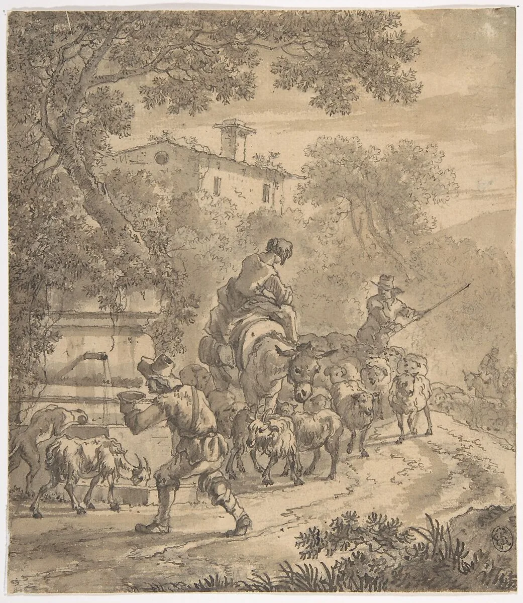 Landscape with Shepherds and their Flock — Adriaen van der Cabel
