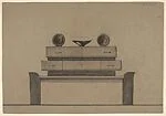 Elevation of a Side Board with Display of Ceramics
