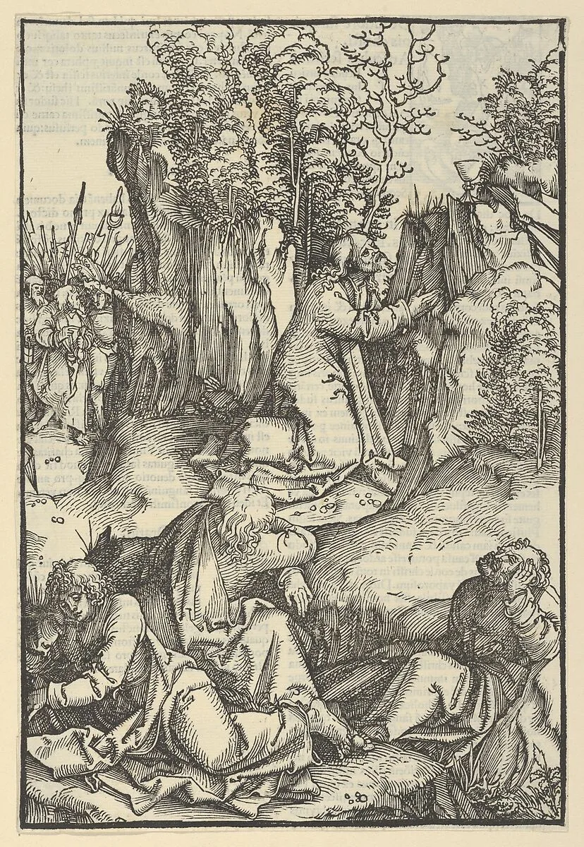The Agony in the Garden, from Speculum passionis domini nostri Ihesu Christi — Hans Schäufelein|Ulrich Pinder|Friedrich Peypus