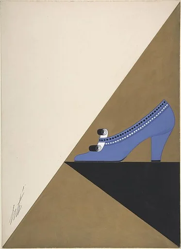 Lavender Pump with Black and White Punches and Scrollwork Ornament for Delman's Shoes, New York