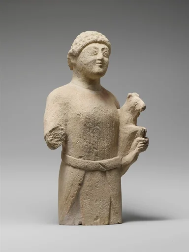 Limestone statuette of a male votary (worshipper)