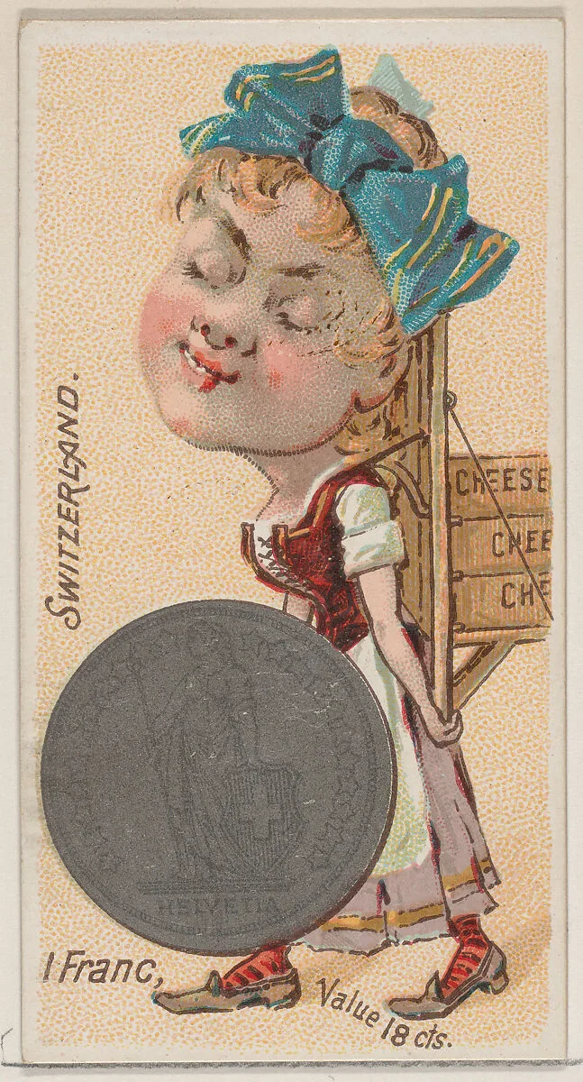 Switzerland, 1 Franc, from the series Coins of All Nations (N72, variation 2) for Duke brand cigarettes — W. Duke, Sons & Co.