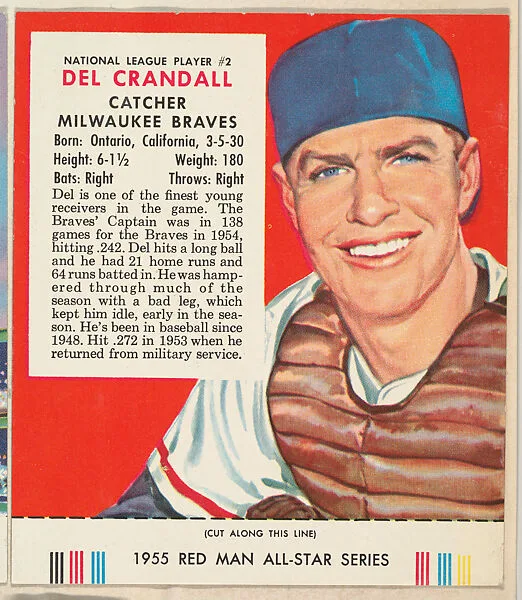 Del Crandall, from the Major League Baseball series (T235), issued by Red Man Chewing Tobacco — Red Man Chewing Tobacco