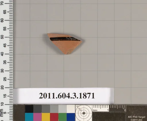 Terracotta fragment of a kylix: Band or lip cup (drinking cup)