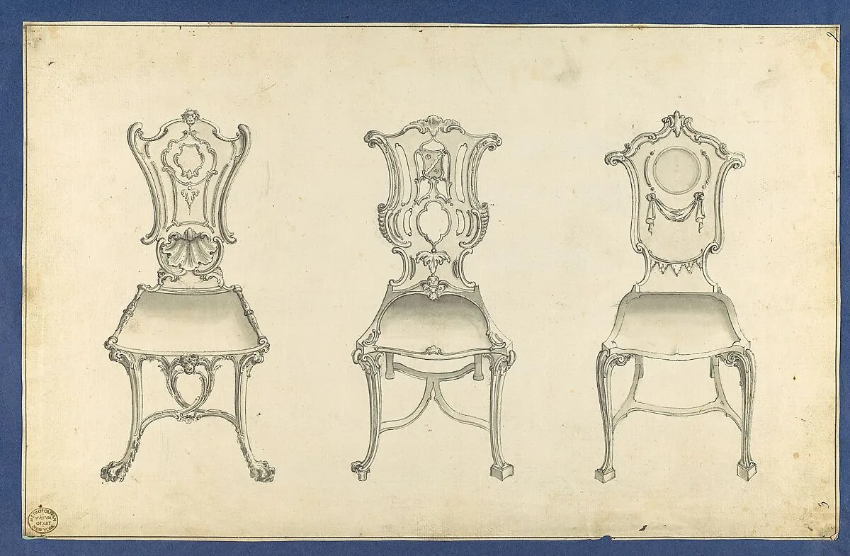 Hall Chairs, in Chippendale Drawings, Vol. I — Thomas Chippendale