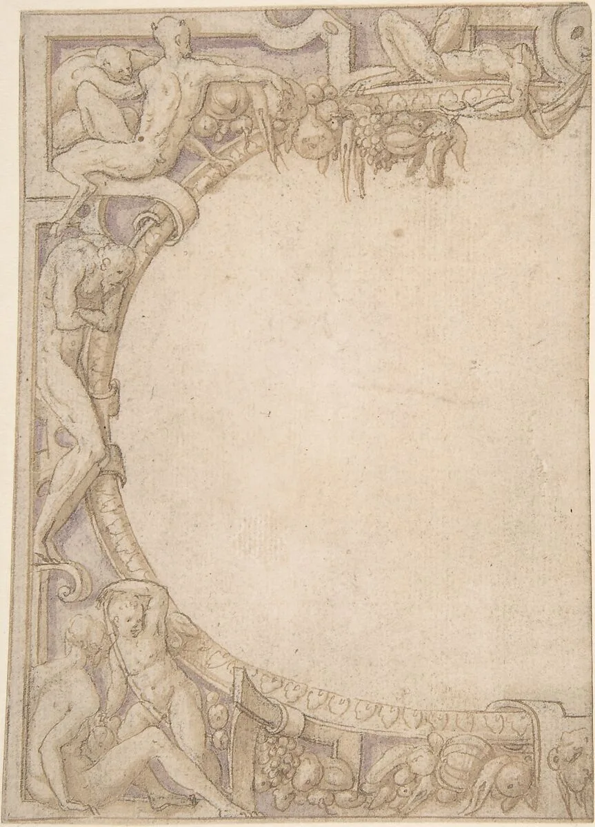Design for One Half of an Ornamental Border — Leonard Thiry|Anonymous, French, School of Fontainebleau, 16th century