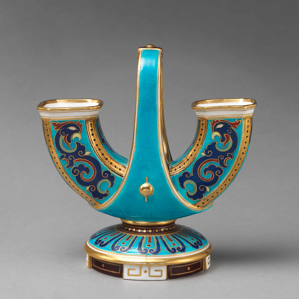 U-shaped vase with handle (one of a pair) — Minton(s)