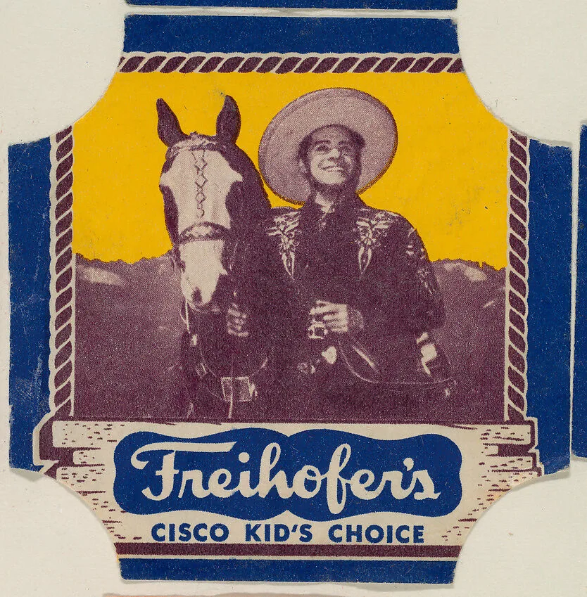 Cisco Kid (red border set), from the Bread End Labels series (D290-4) issued by Freihofers Baking Company — Freihofer Baking Company
