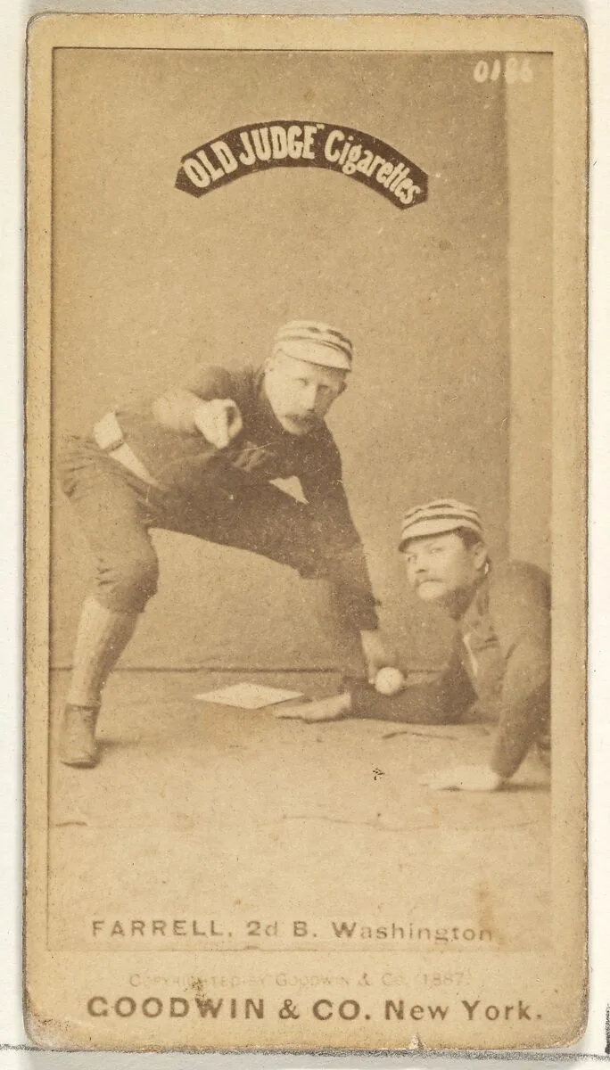 John A. "Jack" Farrell, 2nd Base, Washington Nationals, from the Old Judge series (N172) for Old Judge Cigarettes — Goodwin & Company