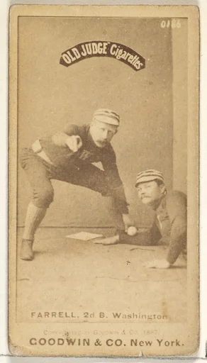 John A. "Jack" Farrell, 2nd Base, Washington Nationals, from the Old Judge series (N172) for Old Judge Cigarettes