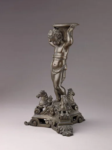 Candlestick in the form of a Putto (see also 1975.1.1374, .1376, .1377)