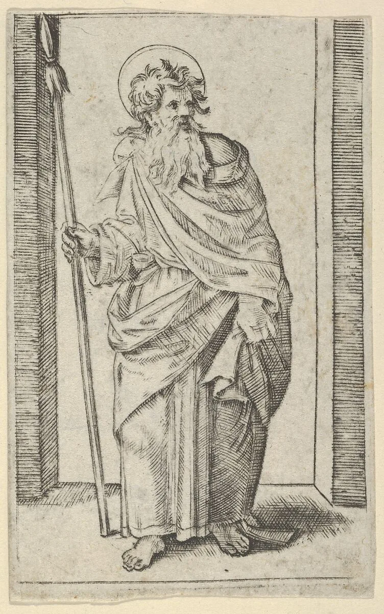 Saint Matthias, from "Piccoli Santi" (Small Saints) — Marcantonio Raimondi|Raphael (Raffaello Sanzio or Santi)