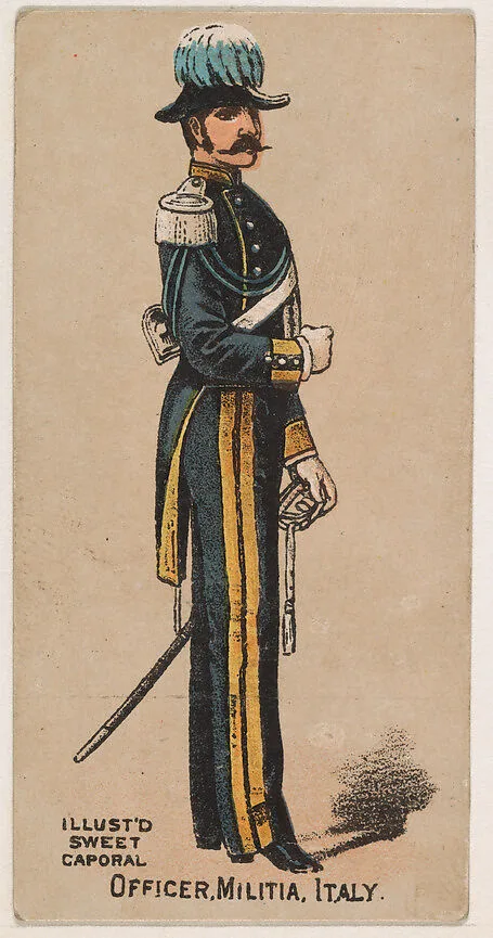 Officer, Militia, Italy, from the Military Series (N224) issued by Kinney Tobacco Company to promote Sweet Caporal Cigarettes — Kinney Brothers Tobacco Company