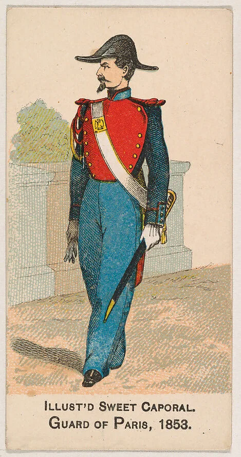 Guard of Paris, 1853, from the Military Series (N224) issued by Kinney Tobacco Company to promote Sweet Caporal Cigarettes — Kinney Brothers Tobacco Company