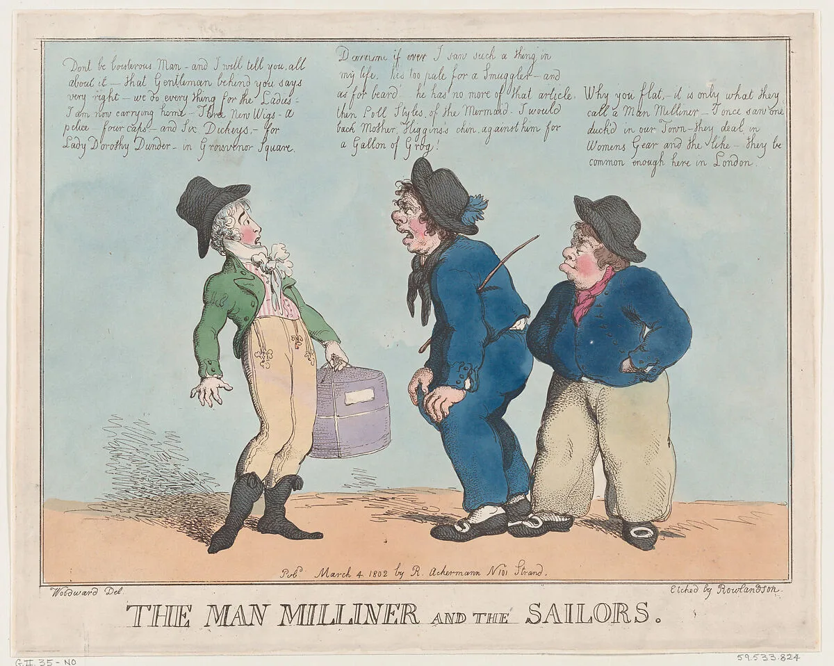 The Man Milliner and the Sailors — Thomas Rowlandson|George Murgatroyd Woodward